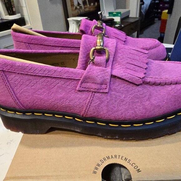 Dr. Martens Adrian Snaffle Repello Emboss Suede Kiltie Loafers Pink MENS SZ 10 - Picture 6 of 16